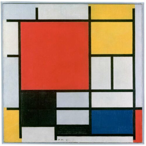 tableau de mondriaan utilisant les couleurs primaires